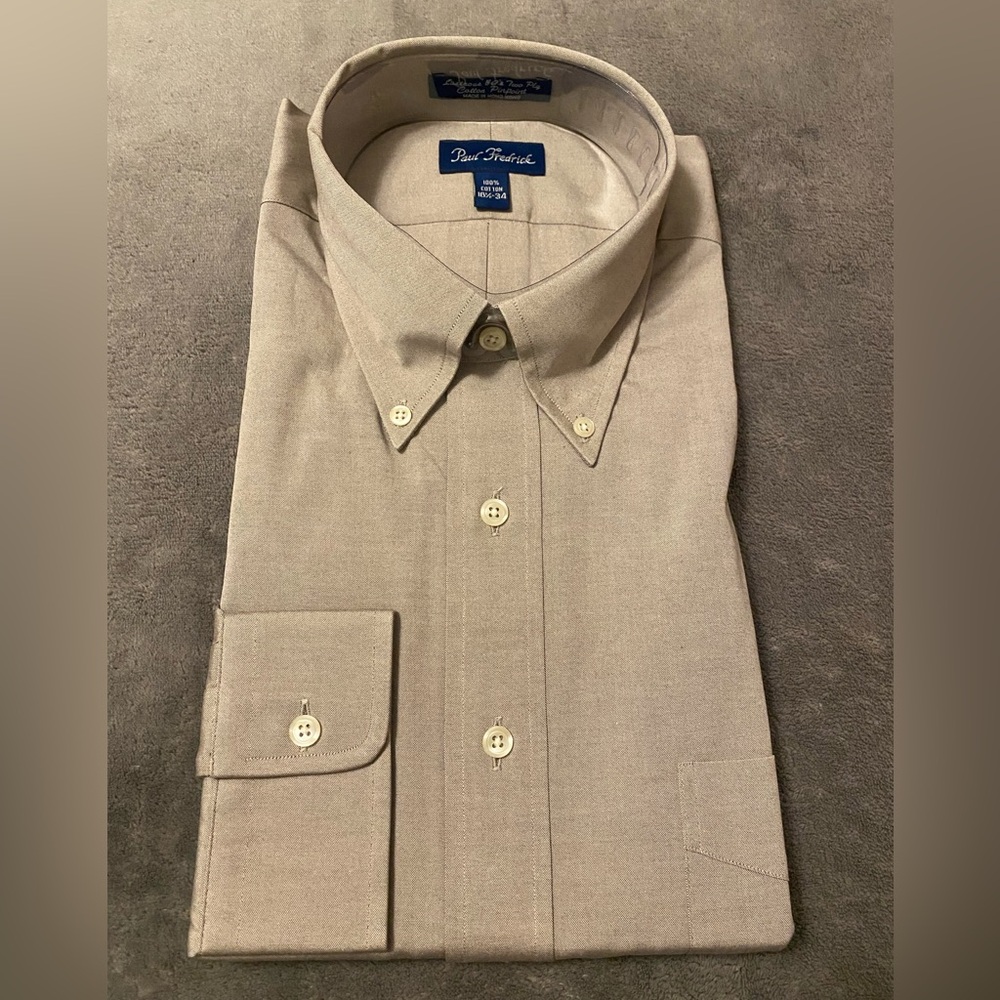 Men’s Paul Fredrick Cotton Pinpoint Dress Shirt
